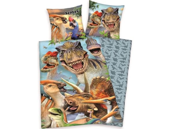 Dinosaurs Selfies 2-1 Sengetøj - 100 Procent Bomuld