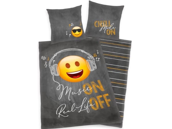 Emot!x Music ON - Real Life OFF Sengetøj (100 procent bomuld)
