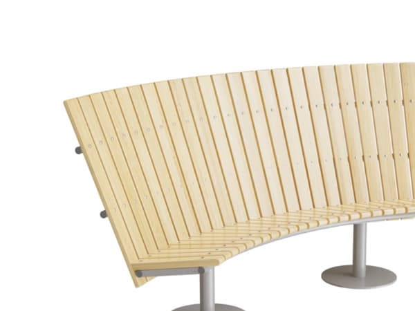 Soffa Cirkum, 60° böjd hög, massiv ek, aluminiumgrå stomme
