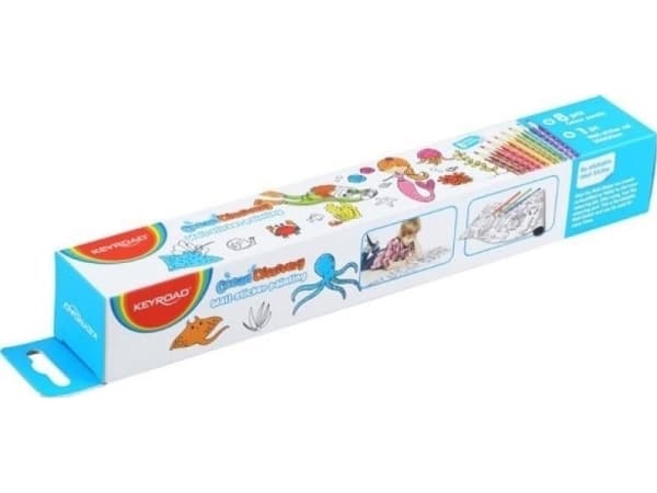 Keyroad KEYROAD Ocean veggklistremerke, for fargelegging, 206x30cm + 8 fargestifter, blanding av farger