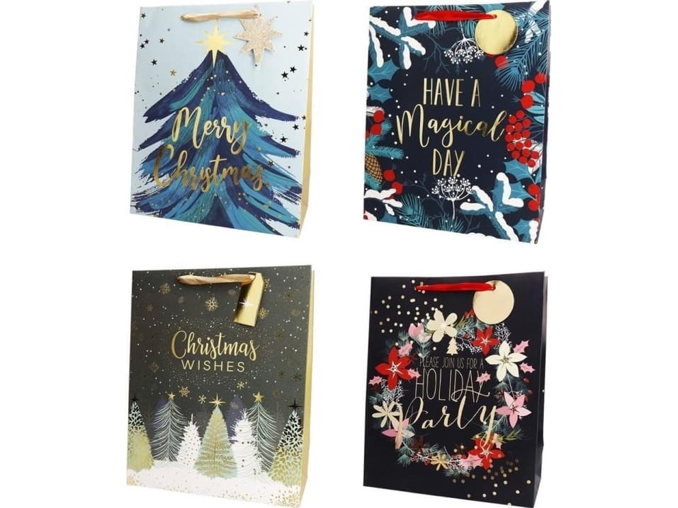 Incood Decorative Christmas bag 11.5 x 14.5 cm, navy blue Christmas tree garland