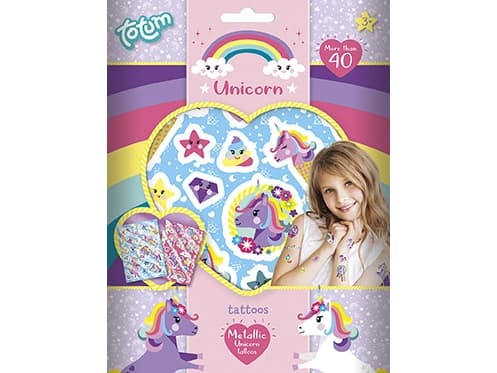 Totum Unicorn Metallic Tattoos, 3 år, Flerfarget