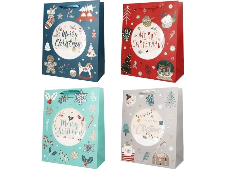 Gift bag 26x32 Saint glitter + window