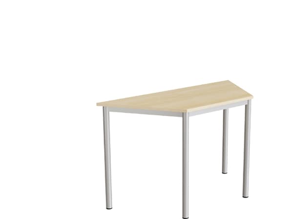 Bord Combi 195, trapetsformat, 1200/600x520 mm Höjd 720 med ljudabsorberande björklaminat, aluminiumram
