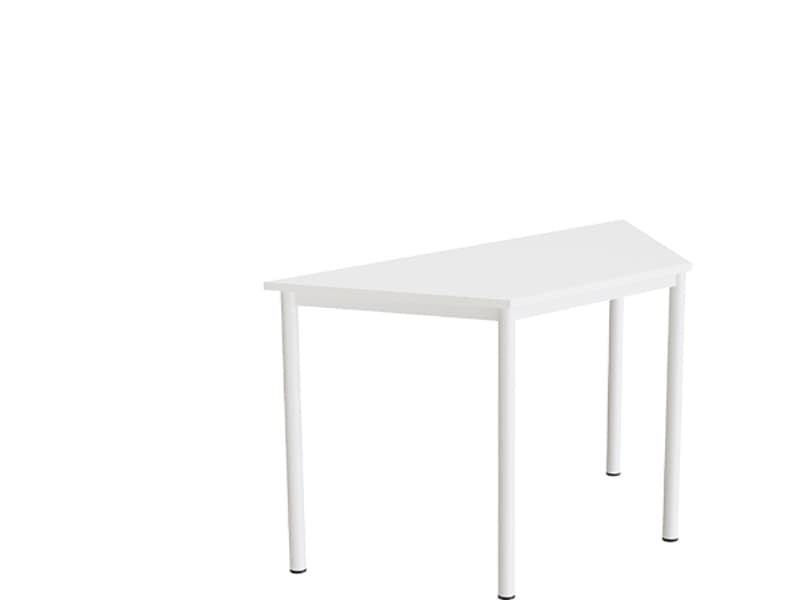 Bord Combi 195, trapetsformat, 1200/600x520 mm Höjd 720 med ljudabsorberande vit laminat, vit ram