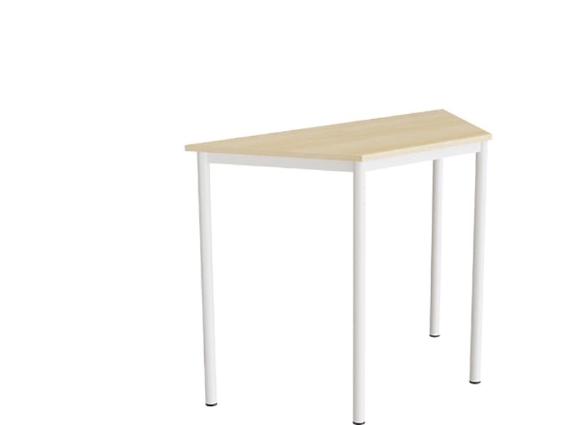 Bord Combi 195, trapetsformat, 1200/600x520 mm Höjd 900 med ljudabsorberande björklaminat, vit ram