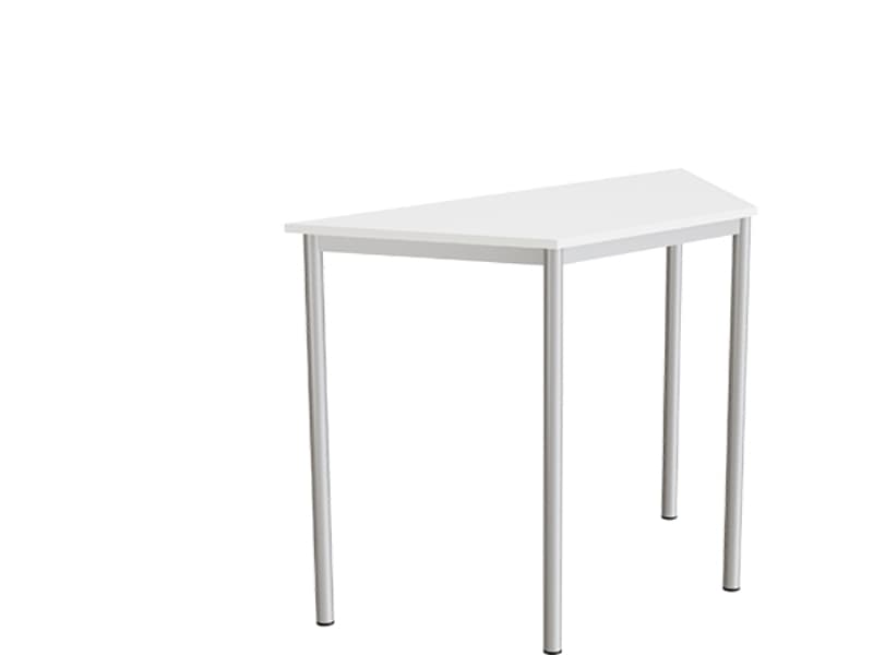 Bord Combi 195, trapetsformat, 1200/600x520 mm Höjd 900 med ljudabsorberande vit laminat, aluminiumram