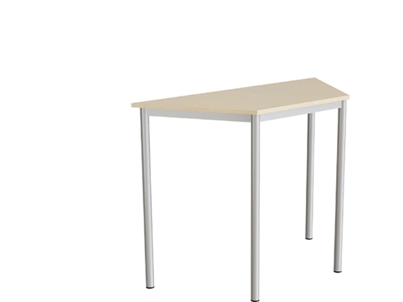 Bord Combi 195, trapetsformat, 1200/600x520 mm Höjd 900 med beige linoleum, aluminiumram
