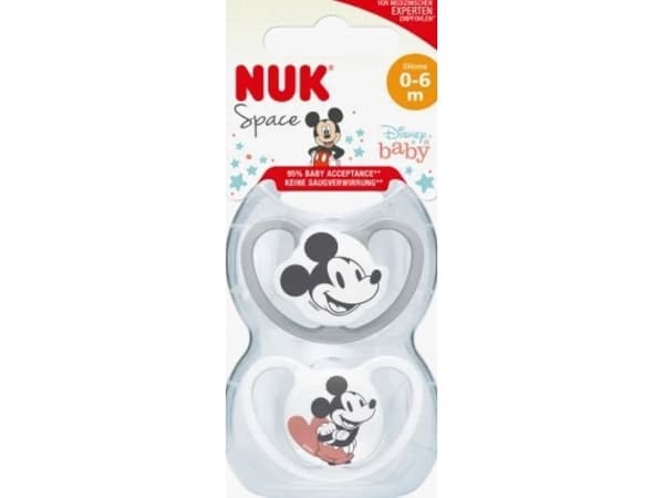 NUK silikonsmokk str 1 Disney Mickey Space 2 stk grå/hvit
