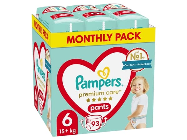 Pampers Premium Care 6 størrelse bleier-bukser, 93 bleier, 15 kg+