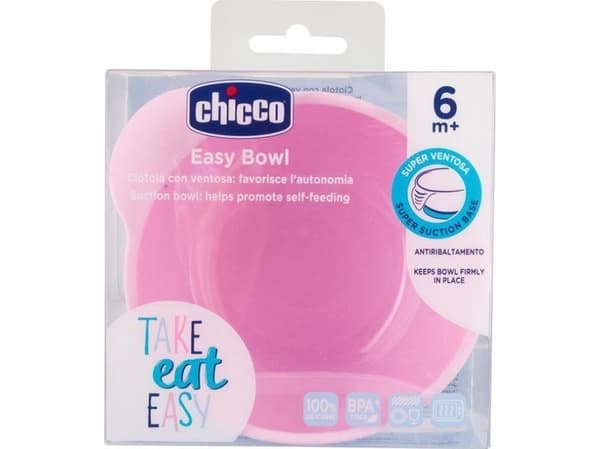Chicco 00010221100000, Pikkulasten kulho, Vaaleanpunainen, Silikoni, Poika/tyttö, 0,5 vuosi/vuosia
