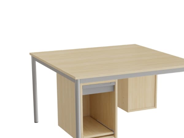 Ompelupöytä 136, 1200x1200 mm, korkeus 720 mm, valkoinen laminaatti, valkoinen runko