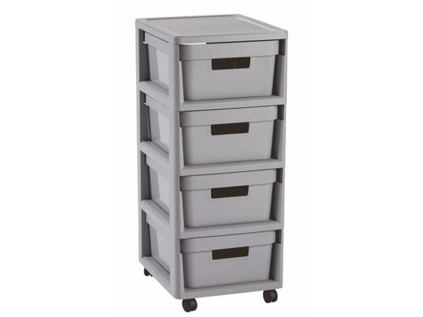 Curver Infinity 4 x 10l ja 4 lipastolaatikkoa säilytysvaunuihin