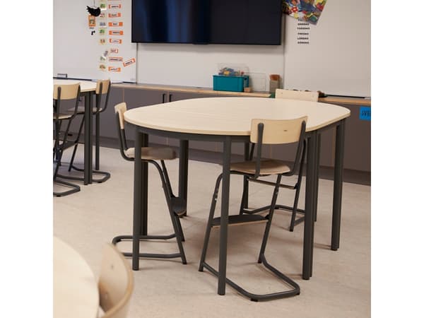 Bord Combi 209, 1200x600 mm højde 720 mm med birk laminat, alu stel