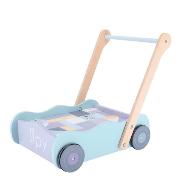Jipy Wooden Block Cart lohkoilla purppura/sininen