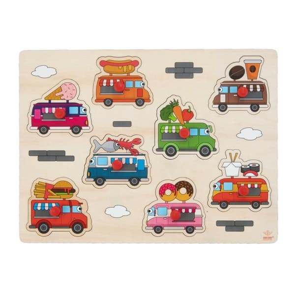 Engelhart träknappar Pussel Food Trucks 8 bitar