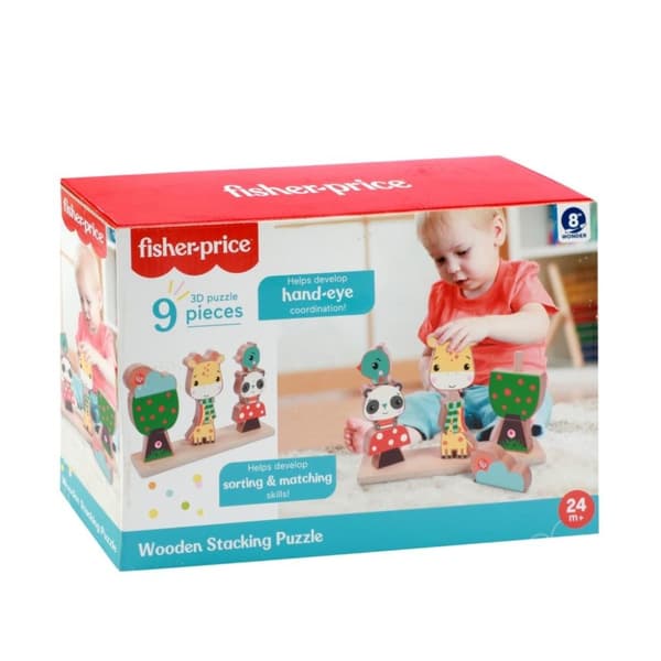 Fisher Price 3D puinen pinottava palapeli, 9 kpl