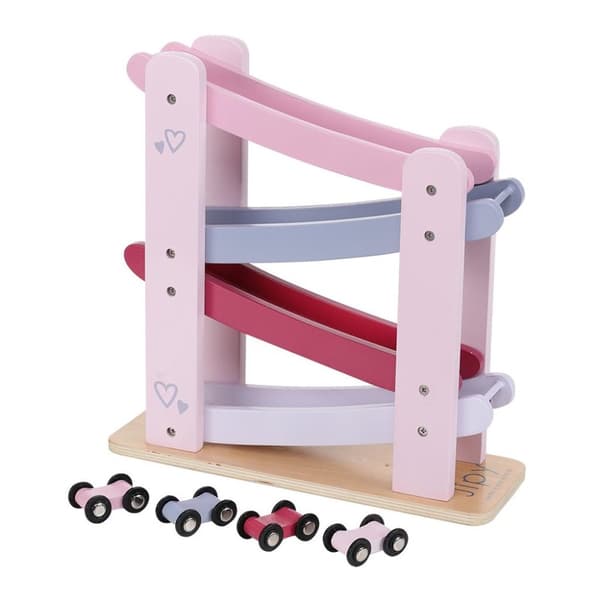 Jipy Wooden Autobahn + 4 Biler Pink