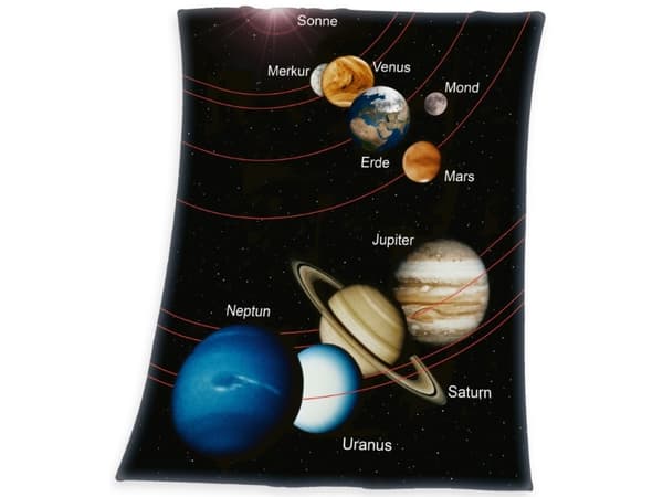Solsystem Fleece tæppe - 130 x 160 cm