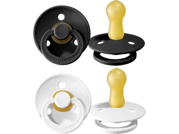 Smekker BIBS 2-PACK BLACK & WHITE M Hevea smokk i gummi