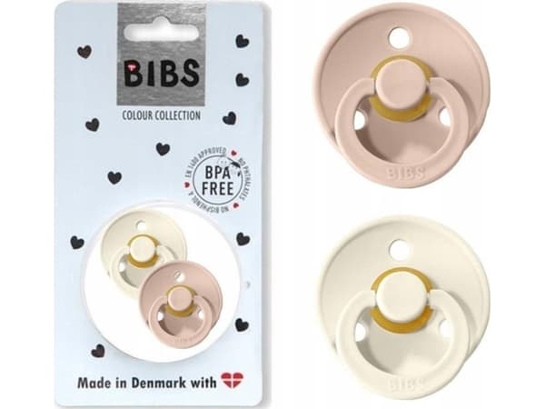 Haklappar BIBS COLOUR 2-PACK BLUSH &amp; IVORY L Hevea napp i gummi