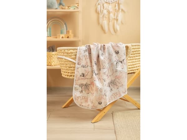 Sensillo MUSLINBLANKET PEONY/GRAY 80x100cm