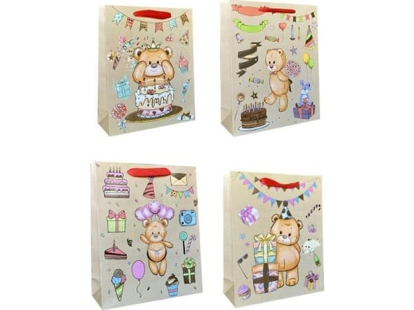 JU-PITER Dekorativ presentpåse 4wz 26x32x20cm JP 639A bred botten mix pris per 1 st