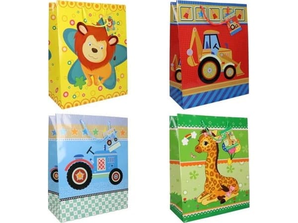 JU-PITER Dekorativ presentpåse 4wz 26x32x20cm JP 639A bred botten mix pris per 1 st