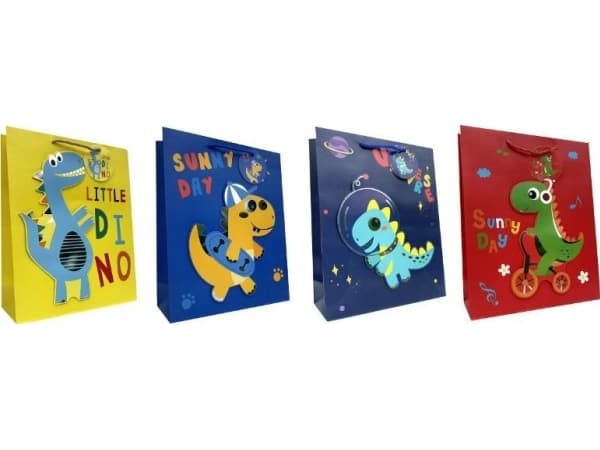 JU-PITER Dino lahjapussi 385C 18x23x12cm hinta per 1 kpl