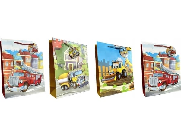 JU-PITER Dekorativ presentpåse 4wz 18x23x10cm JP 512C Fordon mix pris per 1 st