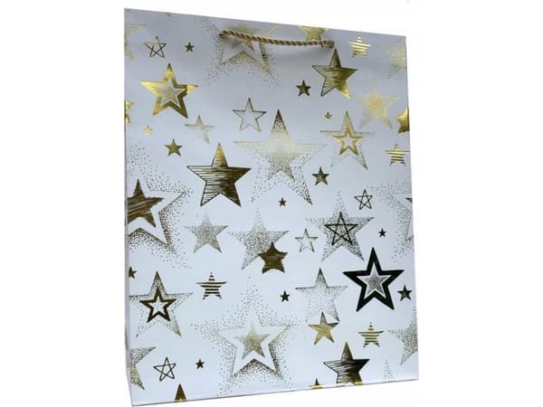 JU-PITER presentpåse universal mix färg guld stjärnor JP 370A 30x41,5x13cm mix pris per 1 st