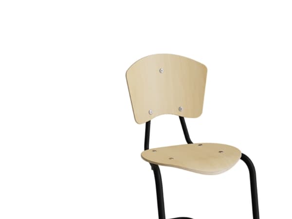 Stol Nian 3479, 500mm, birk laminat med sort stel og fotstøtte