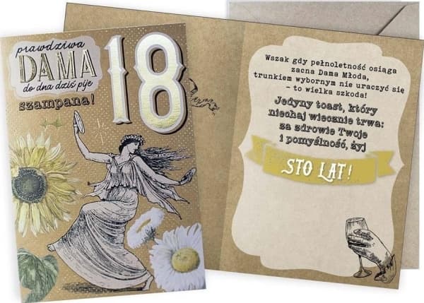 CUCARD Födelsedagskort vintage 18 Riktig dam