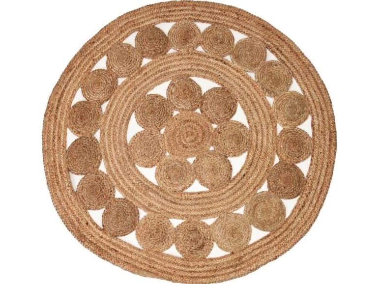 Home Styling Collection JUTE BOHO rug, braided of jute, round, 120 cm