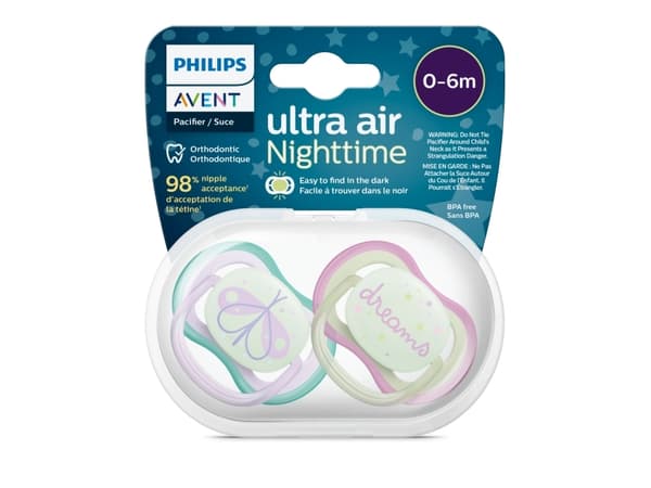 Philips AVENT ultra air SCF376/19 nappattrapp, Klassisk napp, Ortodontisk, Silikon, Pojke/flicka, Tål diskmaskin
