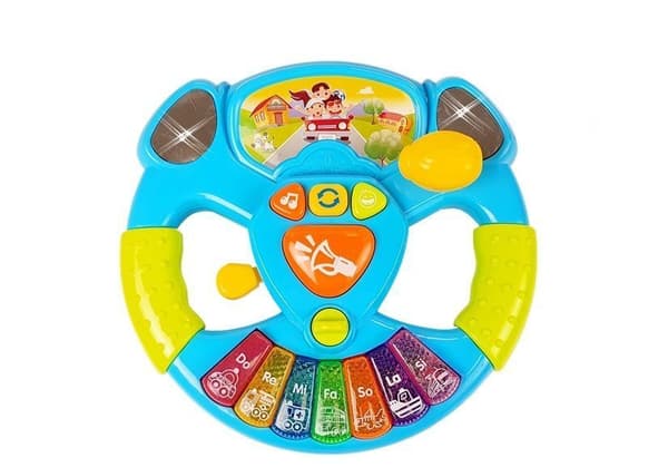 Interactive Steering Wheel For Babies Piano Sound Light