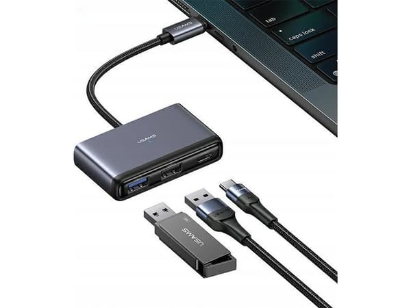 USAMS Hub HUB 5in1 USB 2.0/USB 3.0/USB-C/TF/SD grå SJ628HUB01 (US-SJ628)