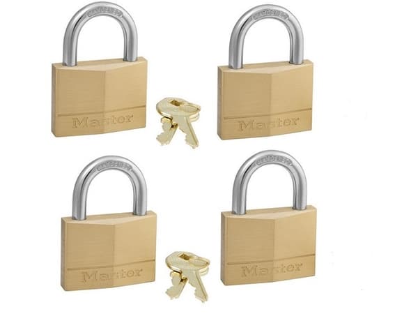 MasterLock 4x 50mm messinkinen riippulukko - HS/25mm - 6mm - yksi avain - 150EURQNOP