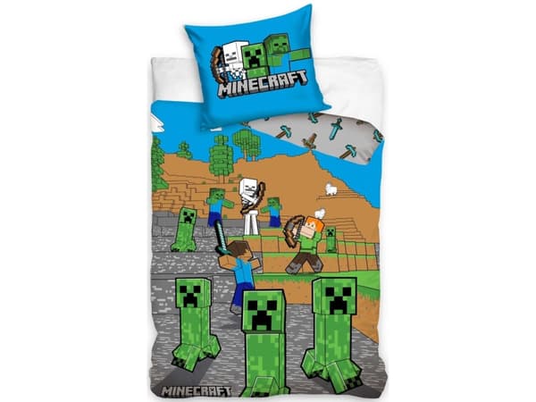 Minecraft Creeper Enderman Gamer Sengetøj - 100 procent bomuld