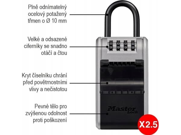 MasterLock Nøkkelkasse med kombinasjonslås og avtagbar sjakkel