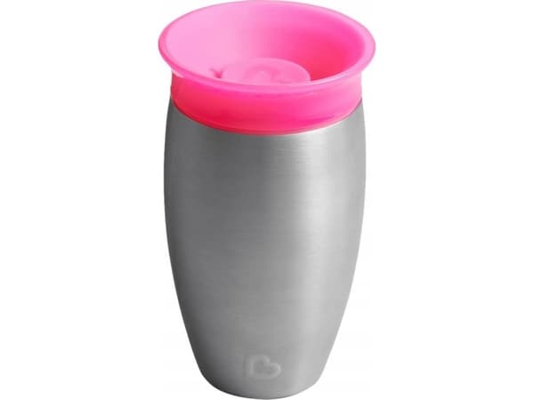 MUNCHKIN kopp i rostfritt stål, Miracle 360, rosa, 12 månader+, 296 ml, 01245101