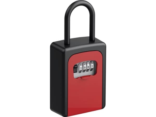 BASI SSZ 200B, Bærbar safe, Sort, Rød, Kombinasjonslås, Aluminium, Vinyl, Vegg, Nøkkel