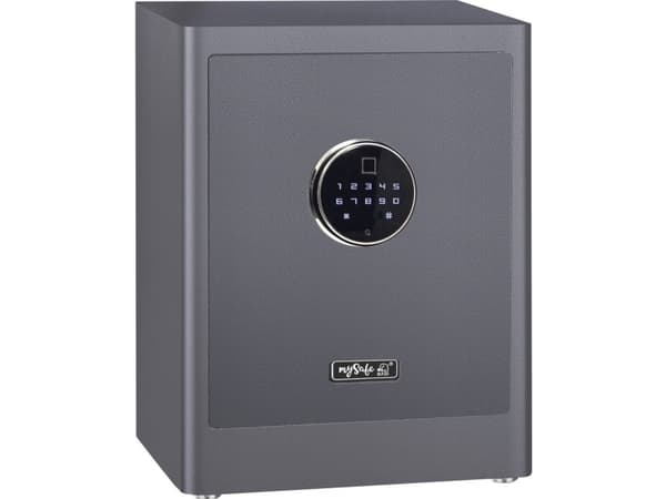BASI mySafe Premium 450, Frittstående safe, Grå, Kode, Elektronisk, Fingeravtrykksleser, Vegg, 1 hyller, Batteri