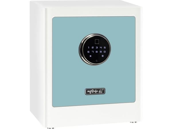 BASI mySafe Premium 350, Frittstående safe, Blå, Hvit, Kode, Elektronisk, Fingeravtrykksleser, 1 hyller, Batteri, AA