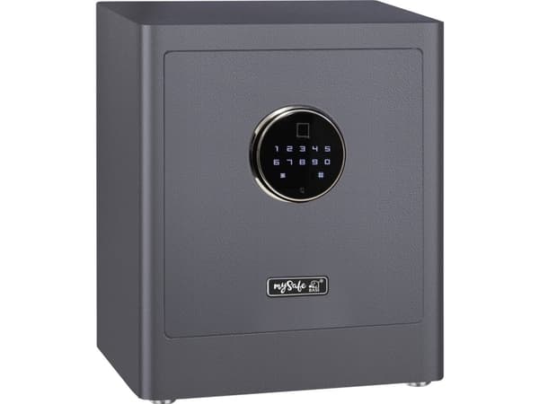 BASI mySafe Premium 350, Vapaasti seisova kassakaappi, Harmaa, Elektroninen, Koodi, Sormenjälkilukija, 1 hyllyä, Akku, AA