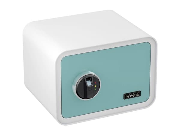 BASI mySafe 350, Vapaasti seisova kassakaappi, Sininen, Valkoinen, Elektroninen, Sormenjälkilukija, Akku, AA, 350 mm