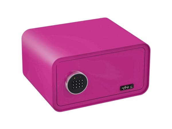 BASI mySafe 430, Vapaasti seisova kassakaappi, vaaleanpunainen, koodi, elektroninen, seinä, paristo, AA