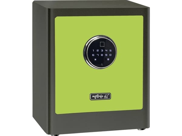 BASI mySafe Premium 350, Frittstående safe, Grønn, Grå, Elektronisk, Kode, Fingeravtrykksleser, 1 hyller, Batteri, AA