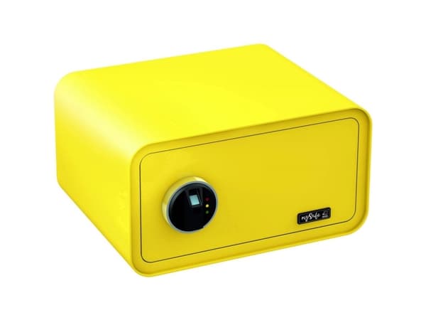 BASI mySafe 430, Frittstående safe, Gult, Elektronisk, Fingeravtrykksleser, Batteri, AA, 430 mm