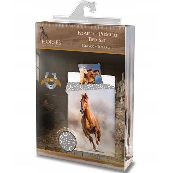 Puuvillaset vuodevaatteet 160x200+1p70x80 Bay horses